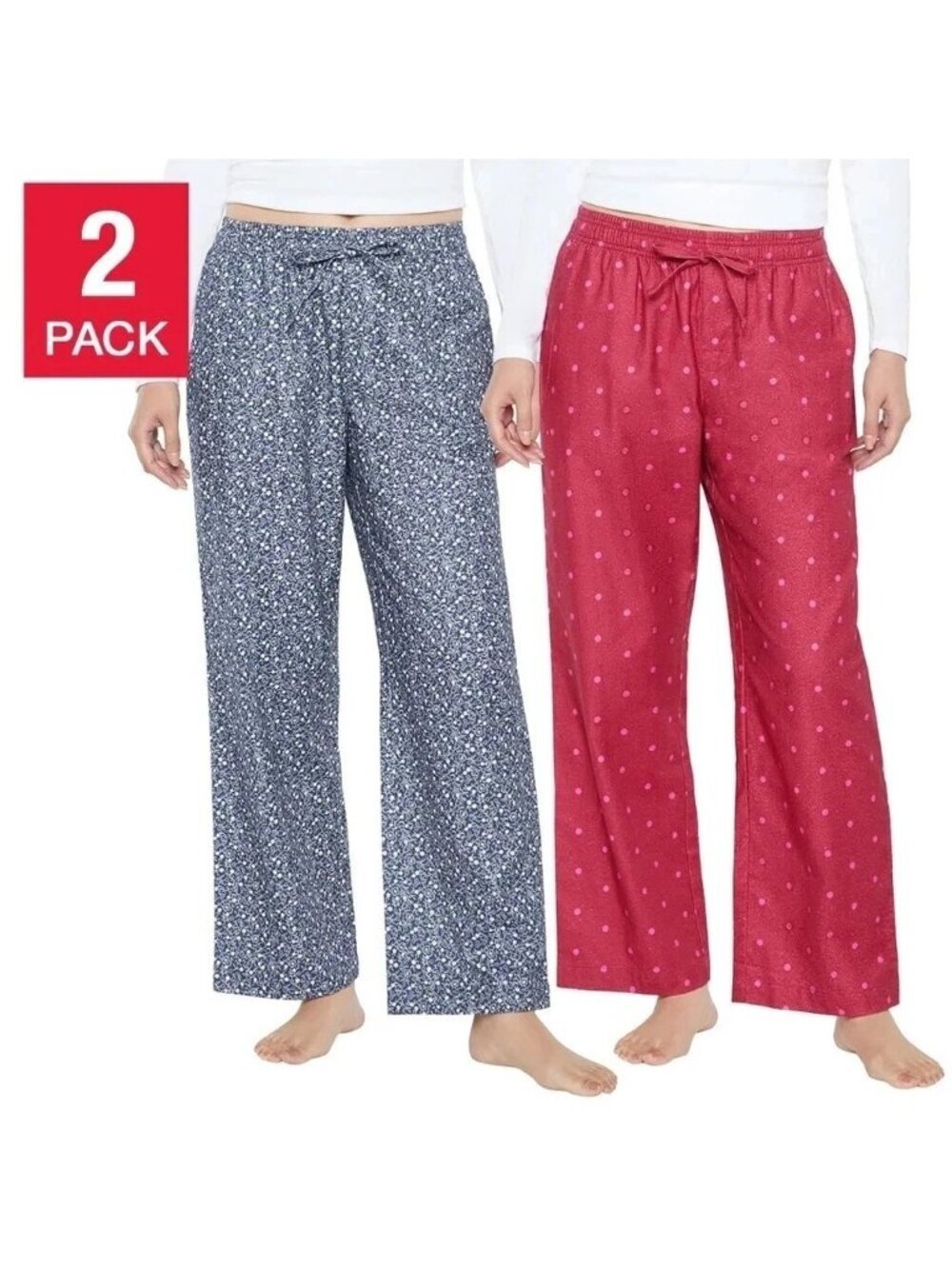 NWT Gap Women’s M 2-Pack Flannel Pajama Pants Red Blue Pattern